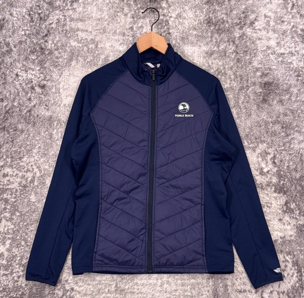 New Straight Down Nova Jacket Medium Womens Blue Hybrid Puffer Pebble Beach Golf